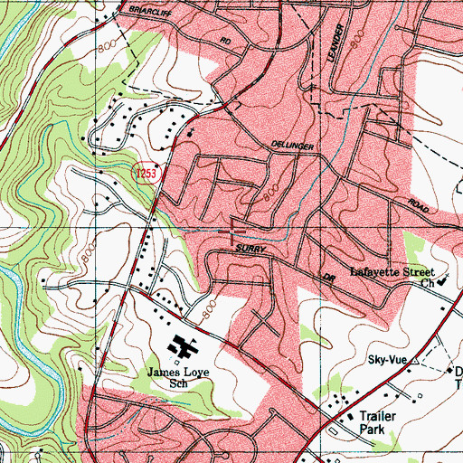 Topographic Map of Westwood Heights, NC