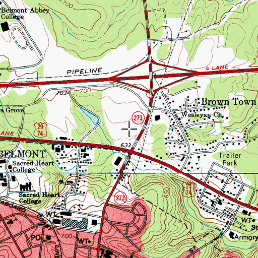 Topographic Map of Abbey Plaza, NC