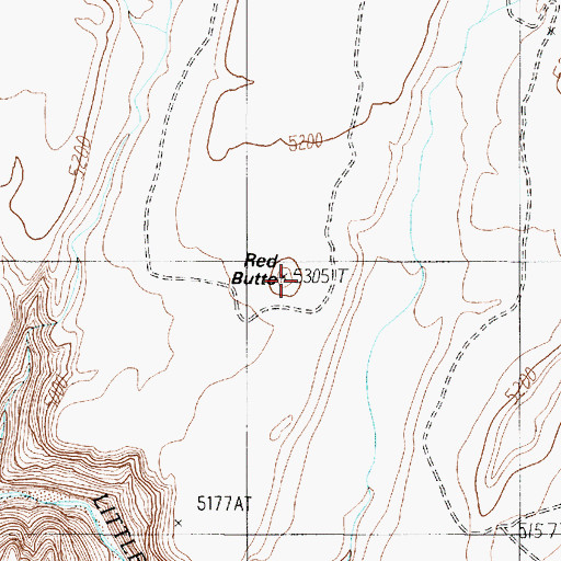 Topographic Map of Red Butte, AZ