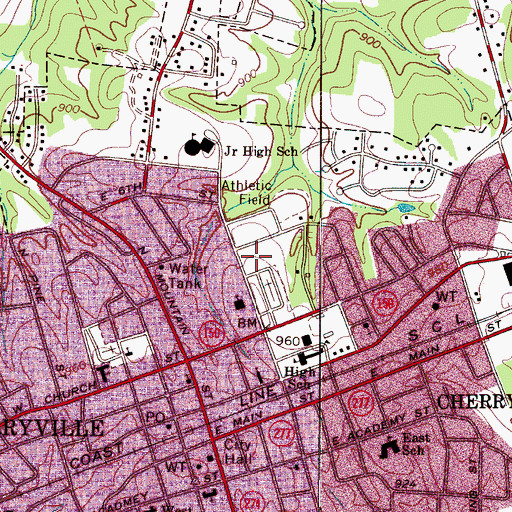 Topographic Map of Cherryville City Park, NC