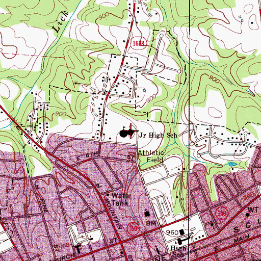 Topographic Map of Cherryville Junior Senior High School, NC