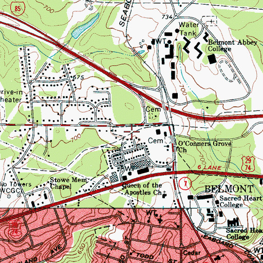 Topographic Map of Collegetown Shopping Center, NC