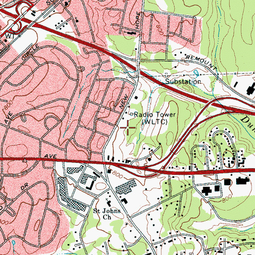 Topographic Map of East Ridge Shopping Center, NC