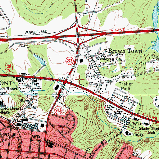 Topographic Map of Eastwood Village, NC