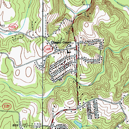 Topographic Map of Fallcrest, NC