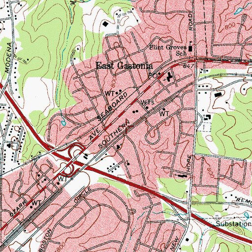 Topographic Map of Franklin Shopping Center, NC