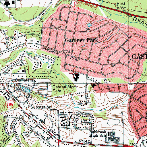 Topographic Map of Gardner Park Elementary School, NC
