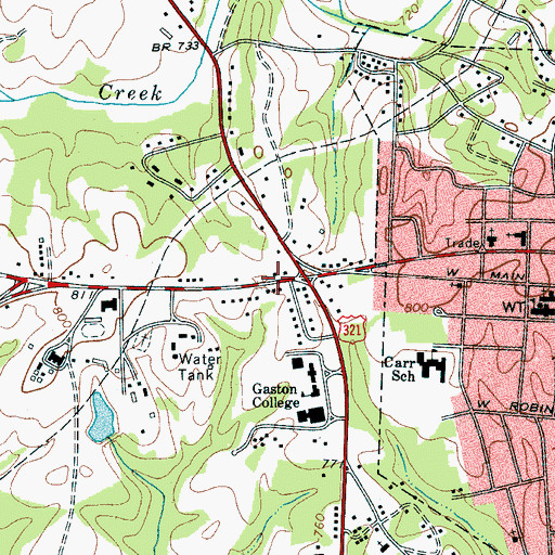 Topographic Map of Gaston Square Shopping Center, NC