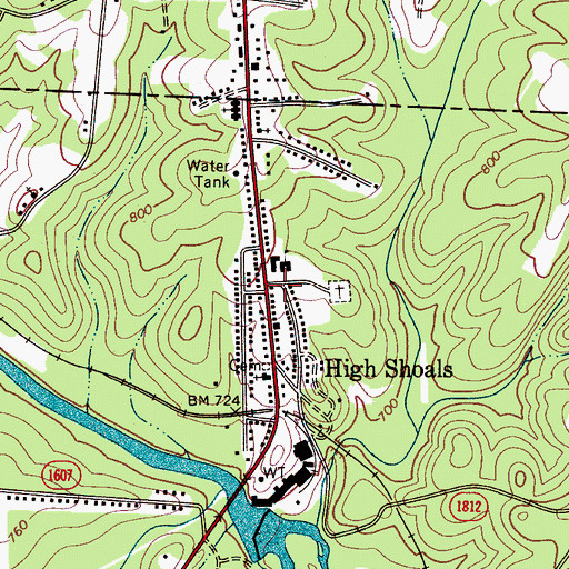 Topographic Map of High Shoals Elementary School, NC