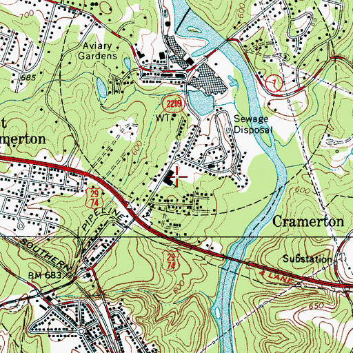 Topographic Map of McAdenville Elementary School, NC