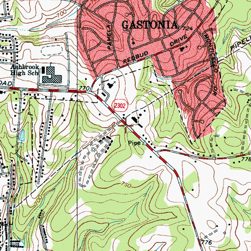 Topographic Map of Monticello Woods, NC