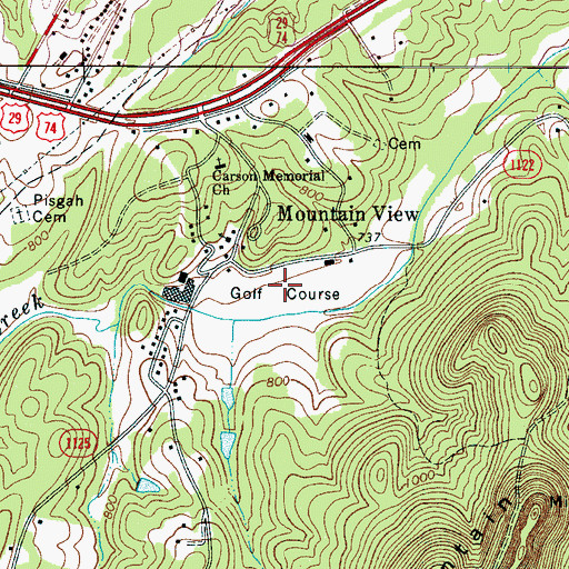 Topographic Map of Mountain View Golf Course, NC