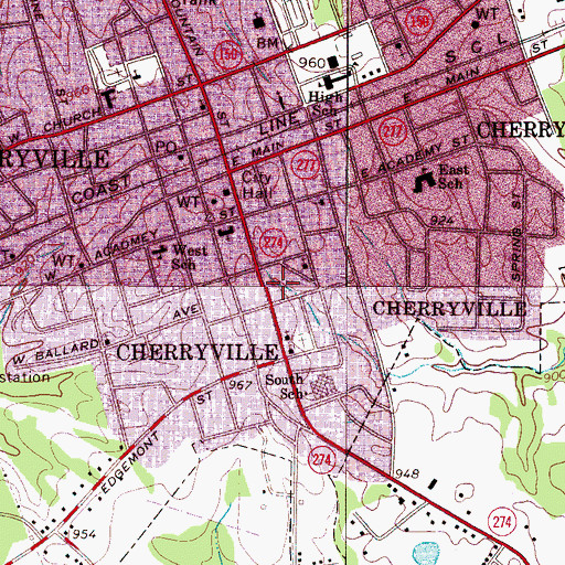 Topographic Map of South Park, NC