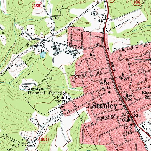 Topographic Map of Taylor Heights, NC