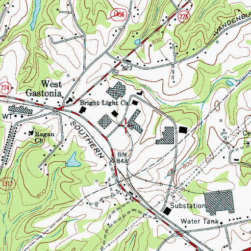 Topographic Map of West Gastonia Industrial Park, NC