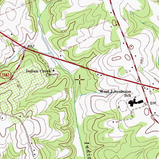 Topographic Map of West Lincoln Junior High School, NC