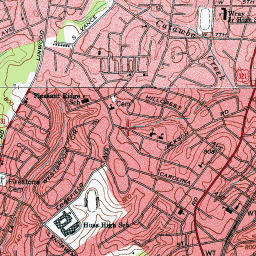 Topographic Map of Wesley Park, NC