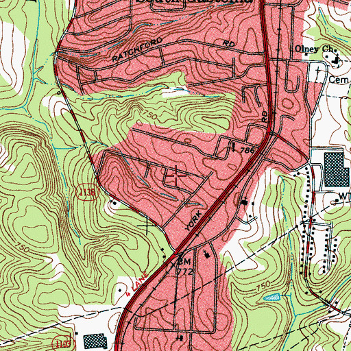 Topographic Map of Yorkwood, NC