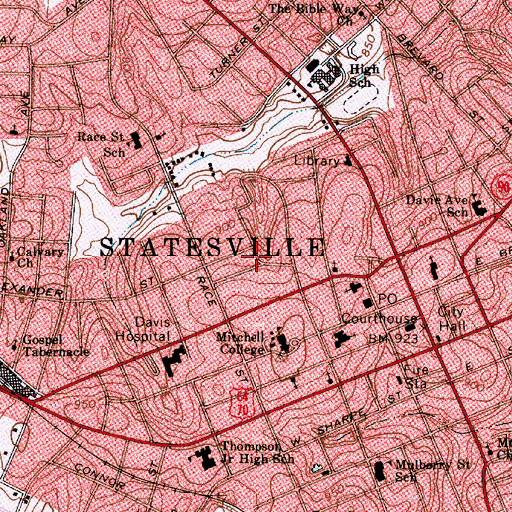 Topographic Map of Cloverdale, NC