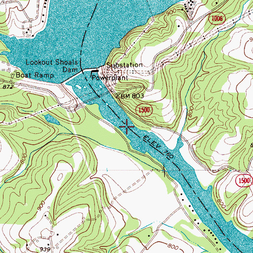 Topographic Map of Island Ford, NC