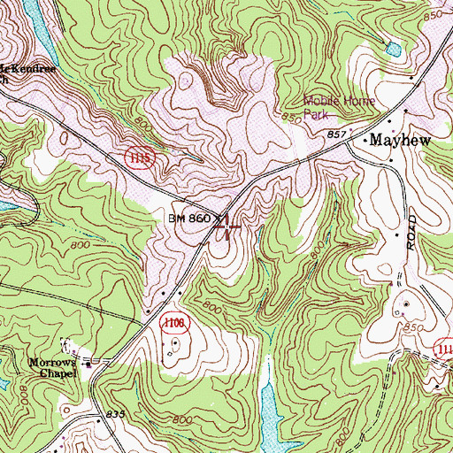 Topographic Map of Long Camp, NC