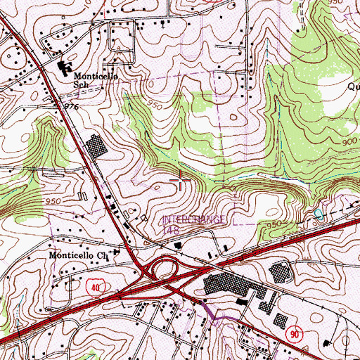 Topographic Map of Monticello, NC