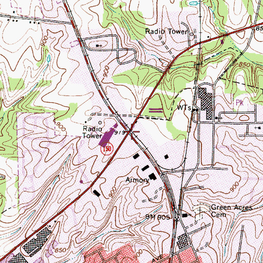 Topographic Map of Mooresville Plaza, NC