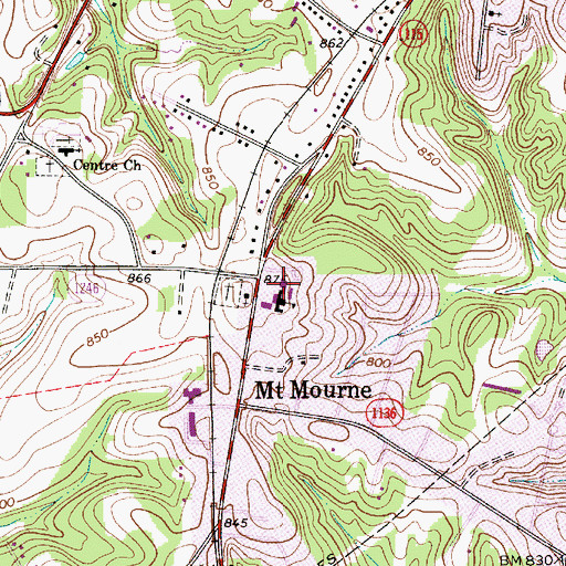 Topographic Map of Mount Mourne School, NC