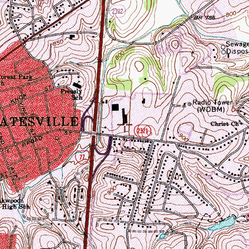 Topographic Map of Newtowne Mall, NC