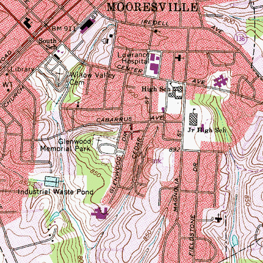Topographic Map of South Elementary School, NC