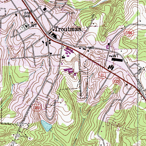 Topographic Map of Troutman Elementary School, NC