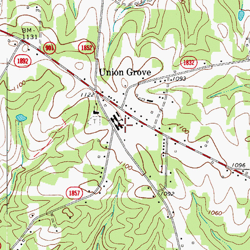 Topographic Map of Union Grove School, NC