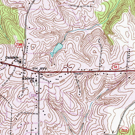 Topographic Map of Vance, NC