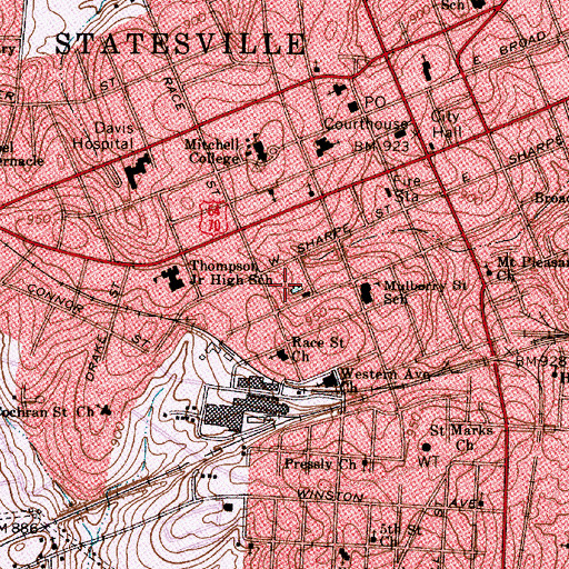 Topographic Map of Vance House Museum, NC