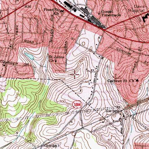 Topographic Map of Watts Park, NC