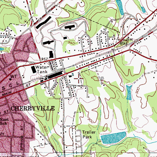 Topographic Map of Cherryville City Pool, NC