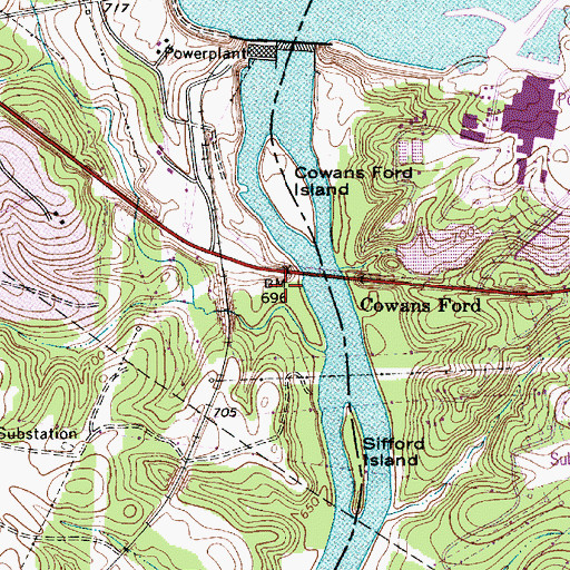 Topographic Map of Cowans Ford, NC