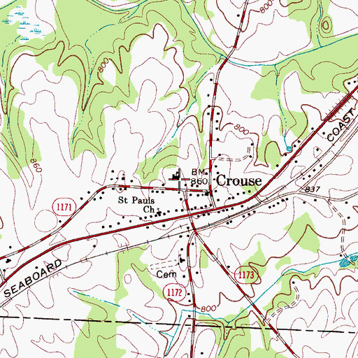 Topographic Map of Crouse Elementary School, NC