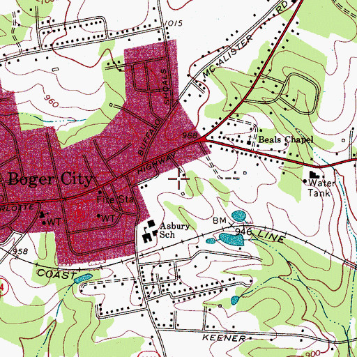 Topographic Map of Goodsonville, NC