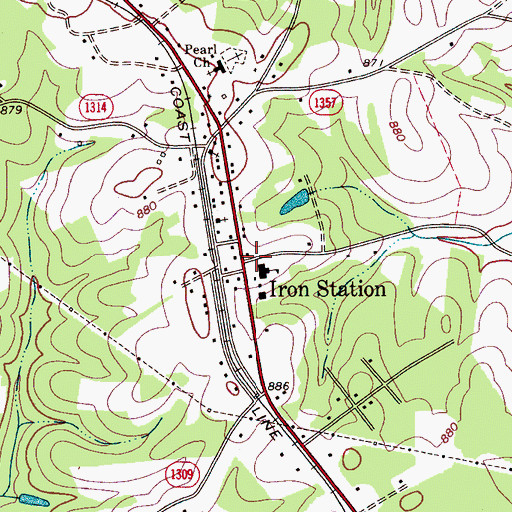 Topographic Map of Iron Station Elementary School, NC
