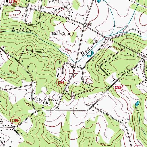 Topographic Map of Lithia Springs, NC