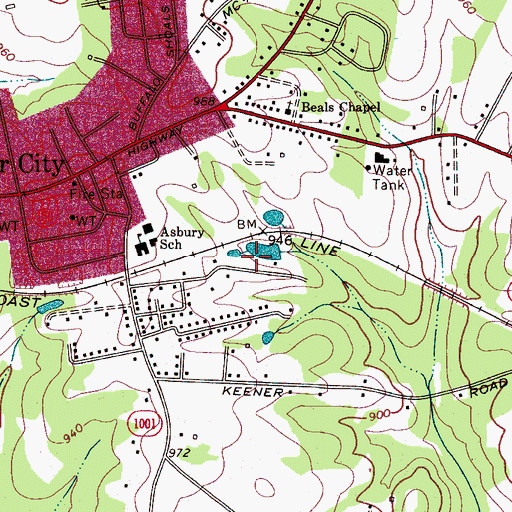 Topographic Map of Miller Siding, NC