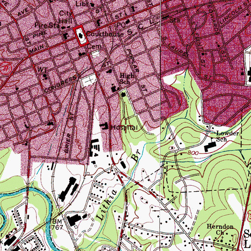Topographic Map of Oaklawn Elementary School, NC