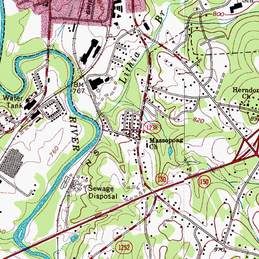 Topographic Map of Polkadot, NC