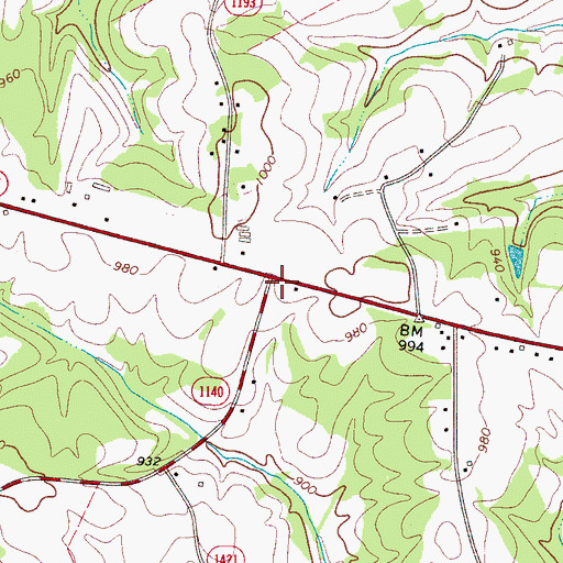 Topographic Map of Smiths Store, NC