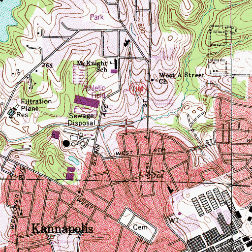 Topographic Map of Baker Creek Park, NC