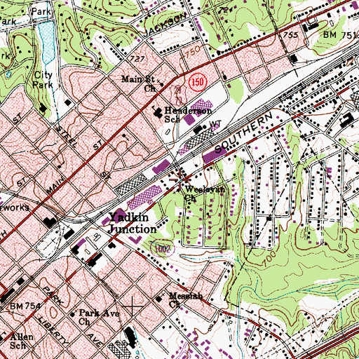 Topographic Map of Cedarcrest, NC