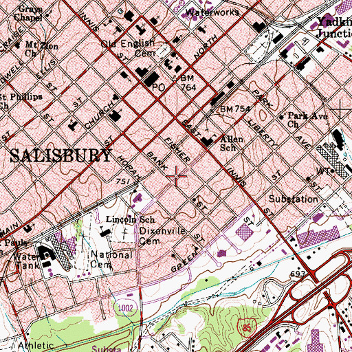 Topographic Map of Confederate Prison Site, NC