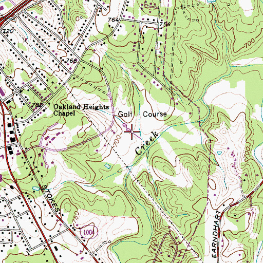 Topographic Map of Corbin Hills Golf Course, NC