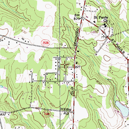 Topographic Map of Correll Park, NC